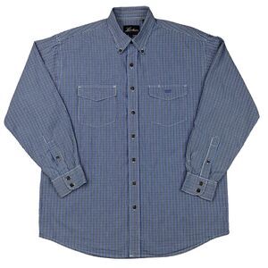 Lucchese Mens Shirt L Button Down Long Sleeve Blue Tartan Plaid Check Western